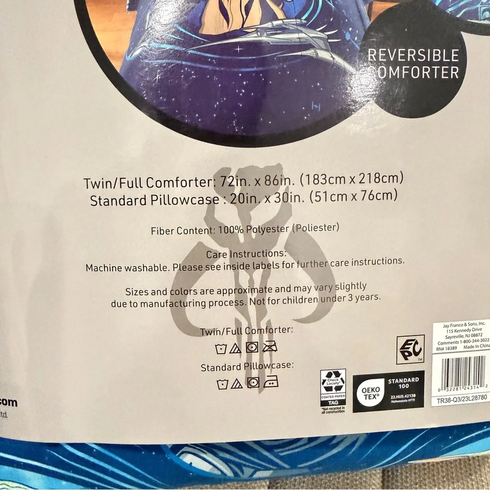 NEW Star Wars The Mandalorian Grogu 2 Piece Reversible‎ Comforter Set Twin Full